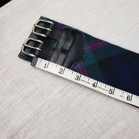 Rugby Ralph Lauren Double Strap Wide Plaid Belt Y2K Clueless Size Small/28 main image 4